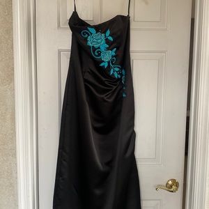 Black Tie tee length satin dress